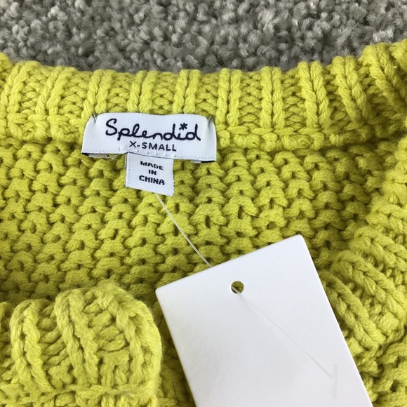 Splendid‎ Yellow Textured Knit Button Front Cropped Cardigan Sweater Size XS NWT - Picture 4 of 10